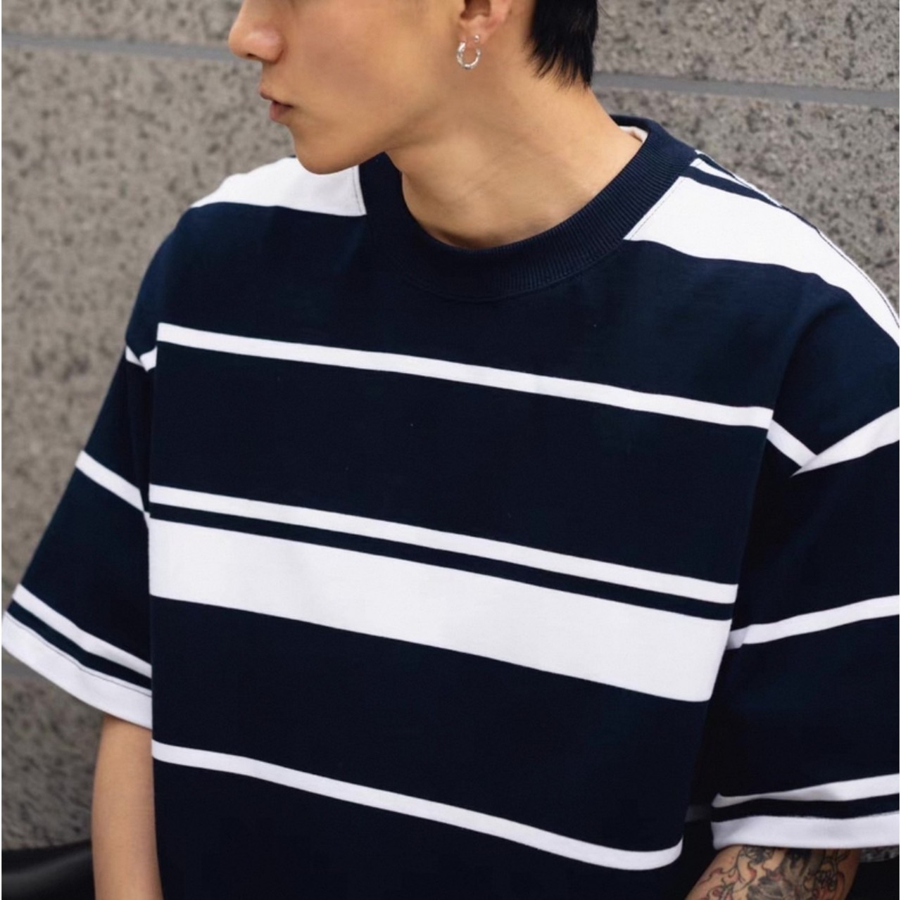 Two-tone striped t-shirt 0759 - 7