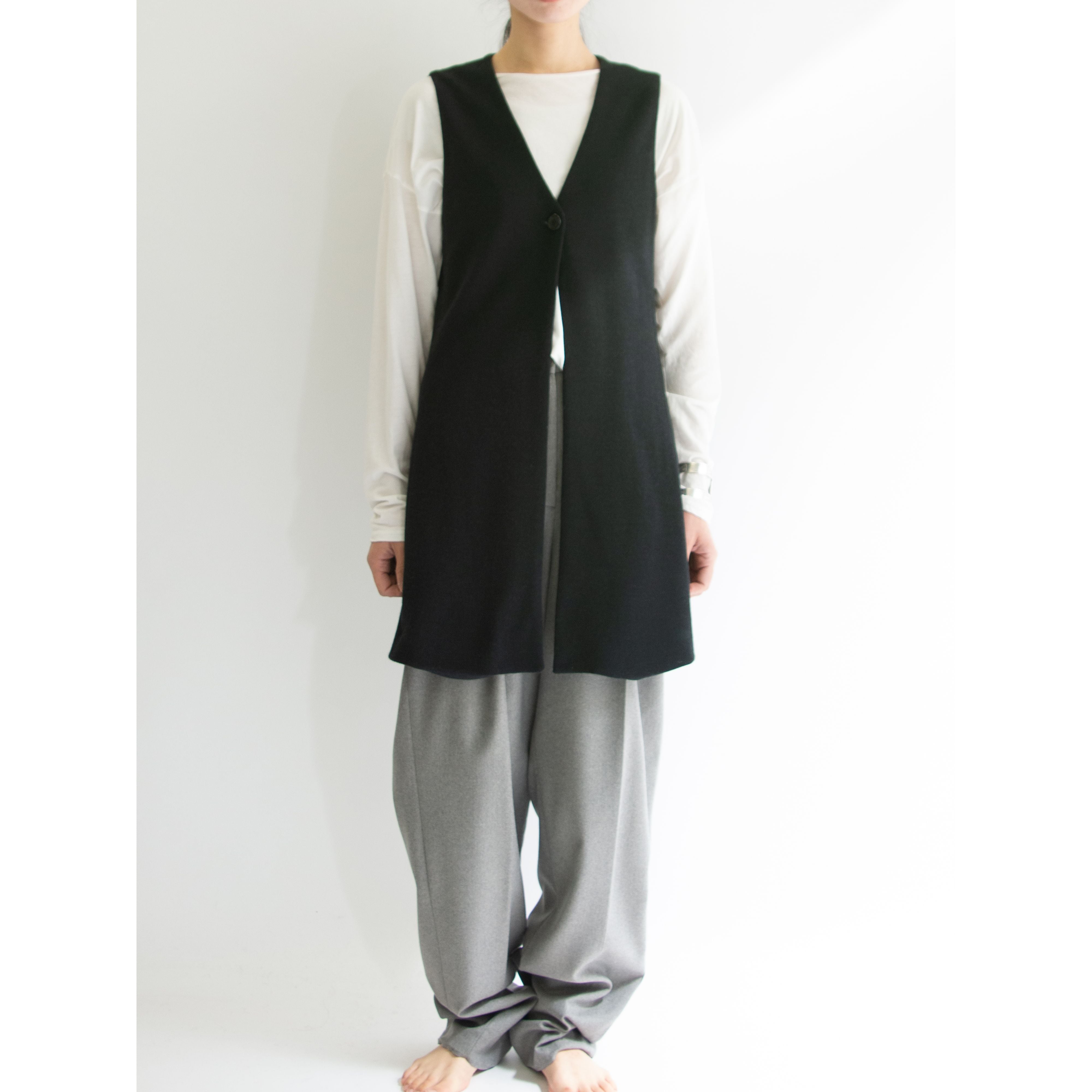 DKNY】Made in U.S.A. 80-90's Wool-Nylon Jersey Long Vest ...