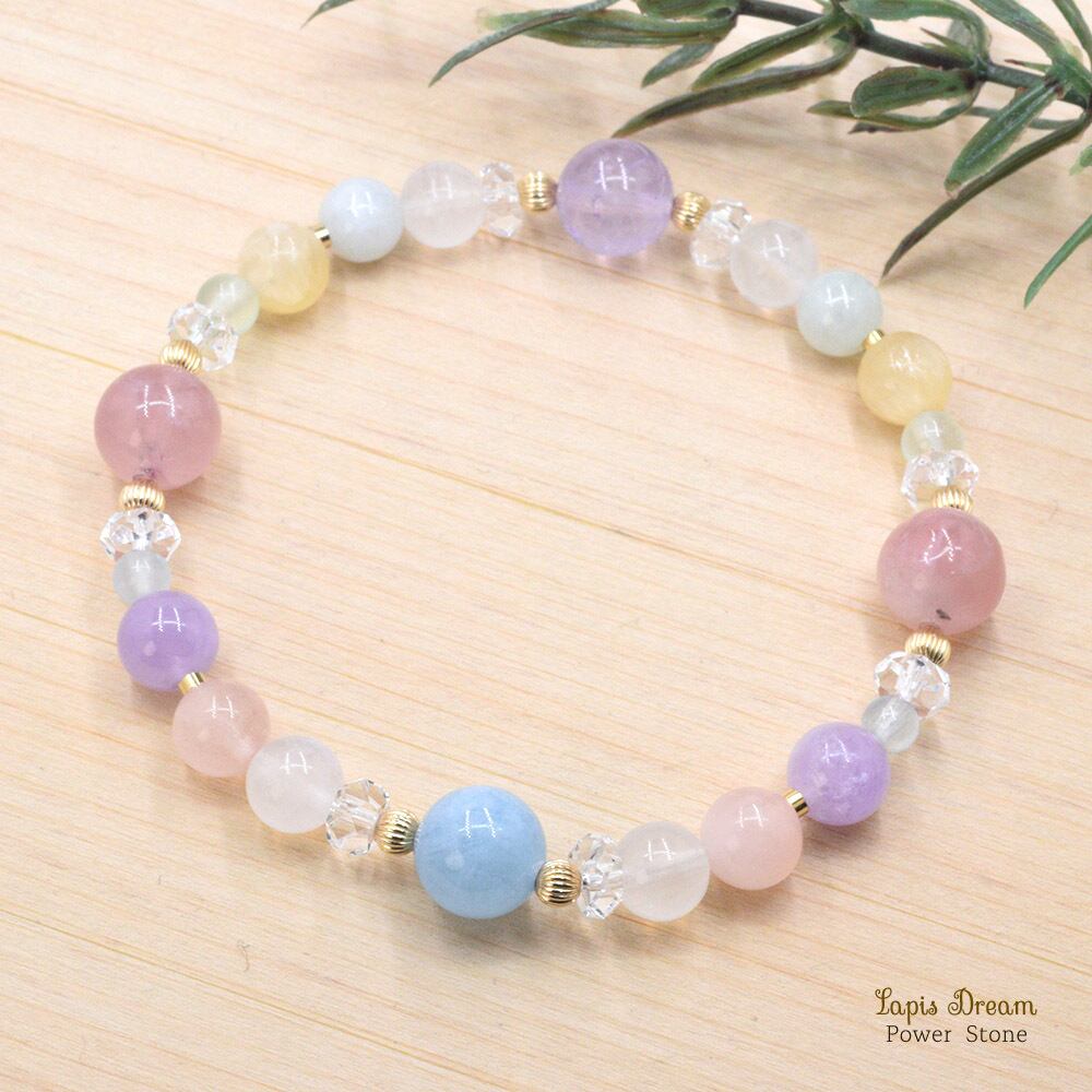 大切な人と絆を深めて癒されるお守り | ローズアメジスト、アクアマリンのパワーストーン ブレスレット