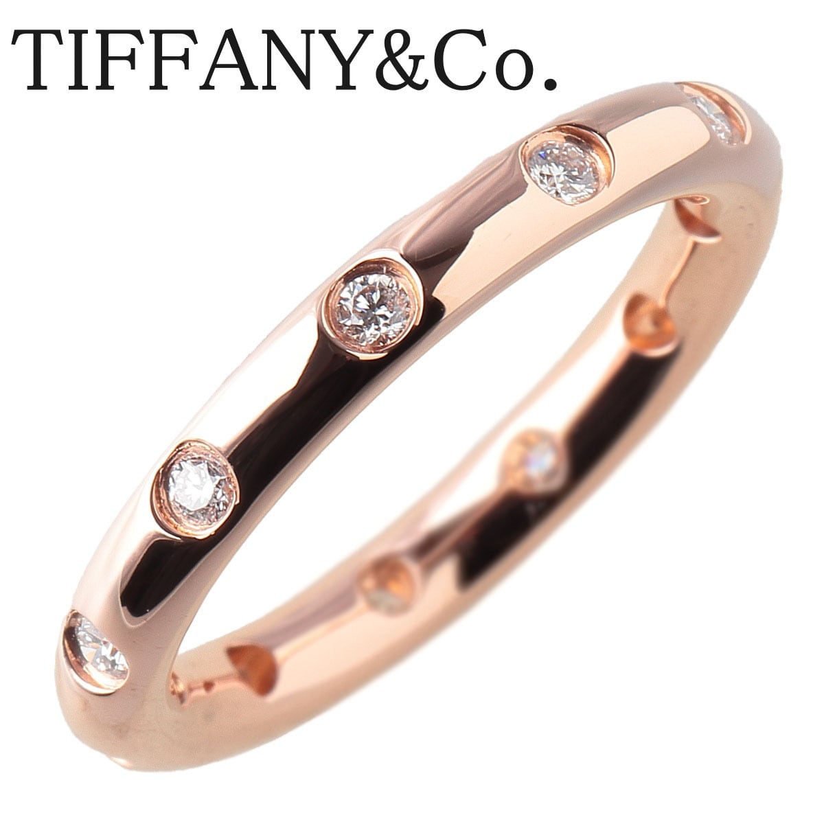 (新品仕上げ）ティファニー TIFFANY アリア オープン ダイヤ リング 指輪   PT950 × ダイヤ 6石　約0.23ct　9号 8939