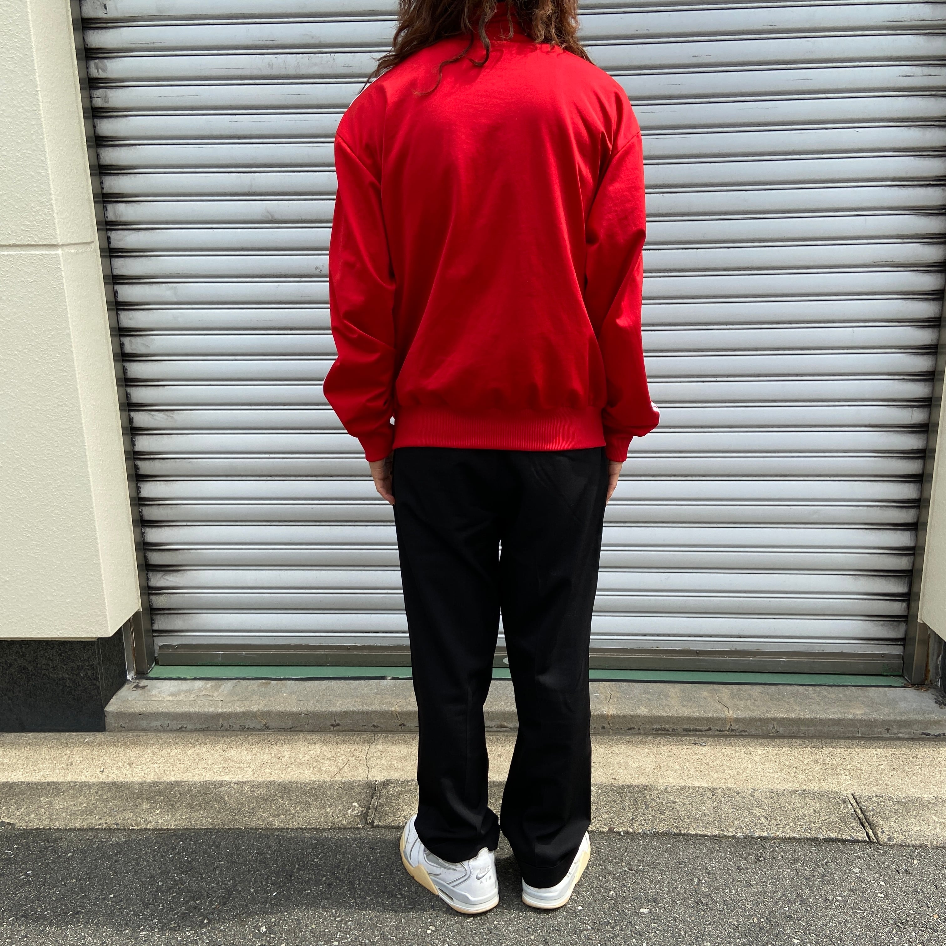 希少》アディダス adidas☆ジャージ M 胸ロゴ 3本ライン ブラック