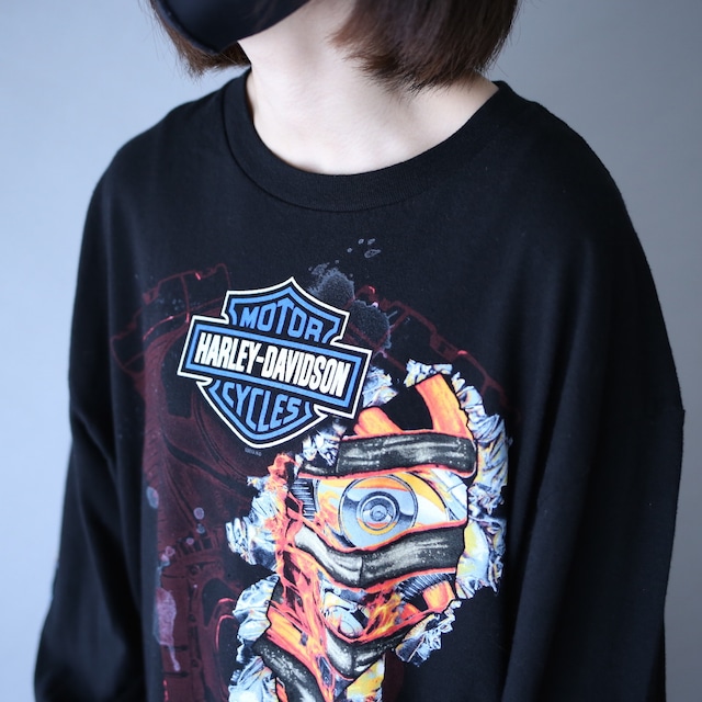 "HARLEY DAVIDSON"  front and back and sleeve printed l/s tee