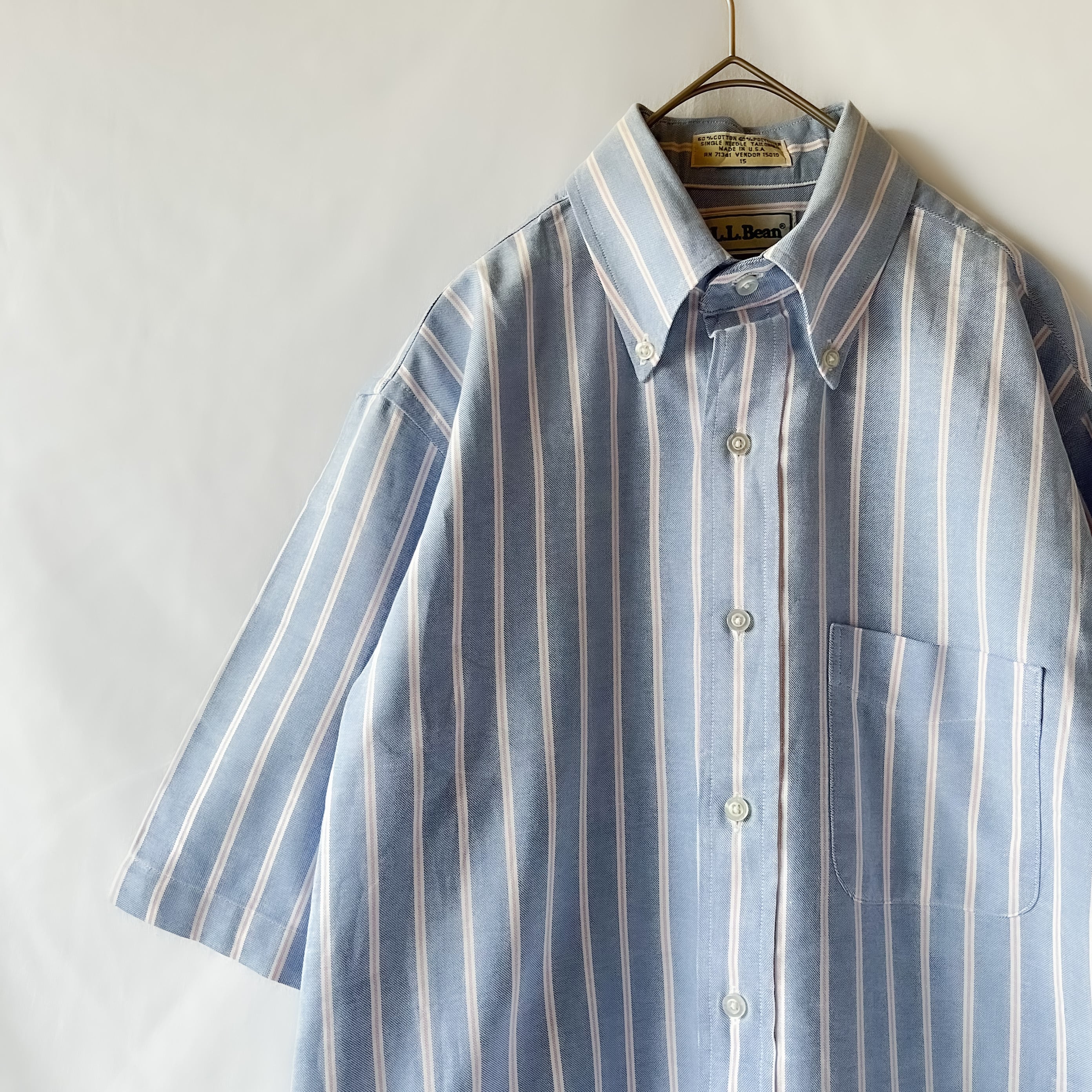 80s 〜 90s L.L. Bean blue stripe B.D. shirt made in usa エルエル ...