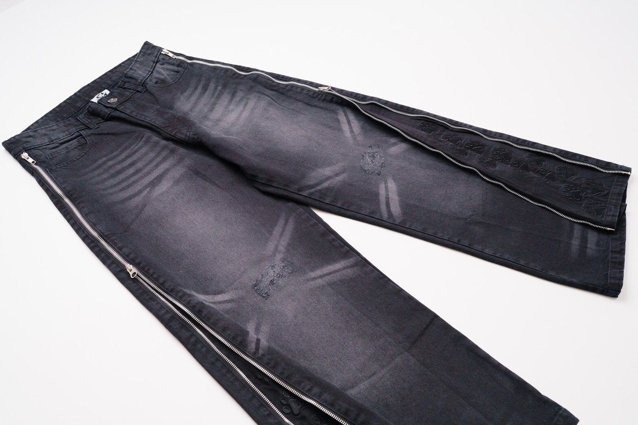 Side-Zip Black Denim Jeans