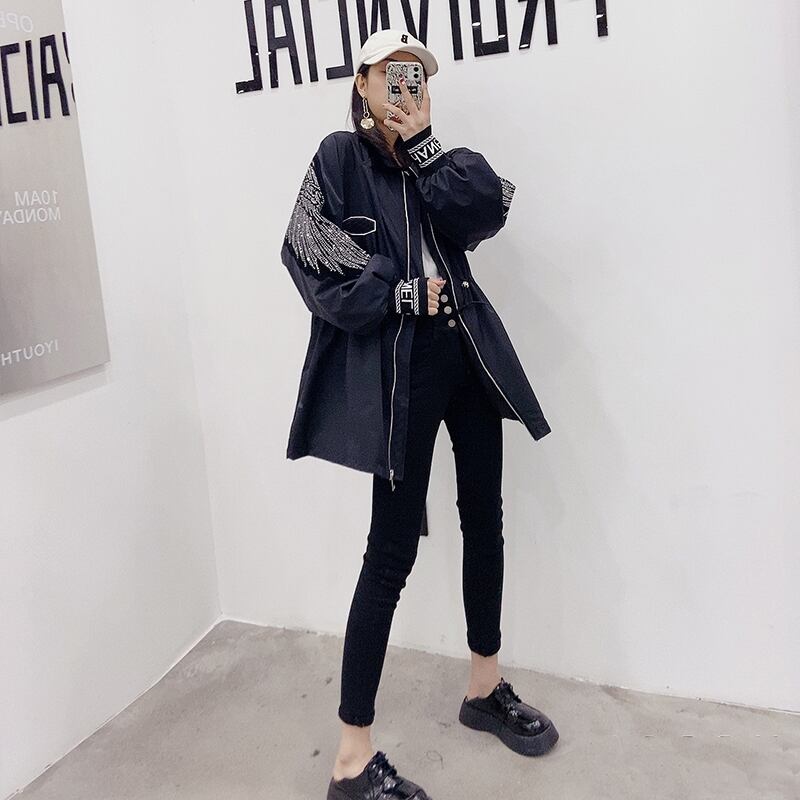 スプリングスタイルルーズコート カーディガンジャケット 大きめサイズ 春物 ミックスインファッション20856771761