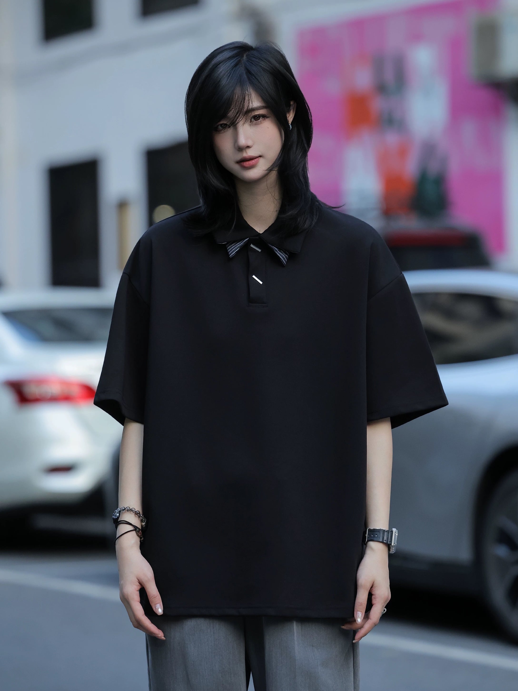 ボタンアクセント ポロシャツ / Button Accent Polo Shirt