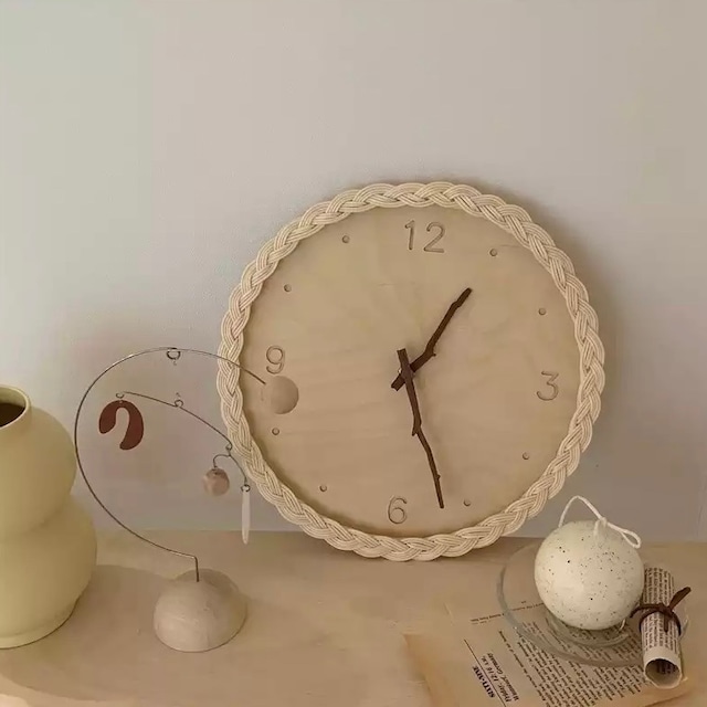 【一部即納/受注】rattan×wood wall clock ラタン×木製掛け時計