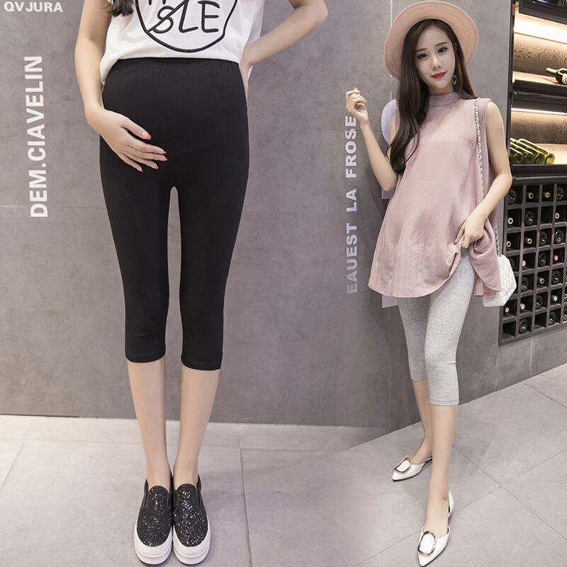 【新作】【送料無料】 マタニティパンツ秋の無地調節可能な弾性ウエストベリーサポートパンツマタニティレギンスクロップドマタニティパンツ エラスティック 伸縮 オータム 秋物 アジャスタブル ソリッドカラー AL expec379720196099