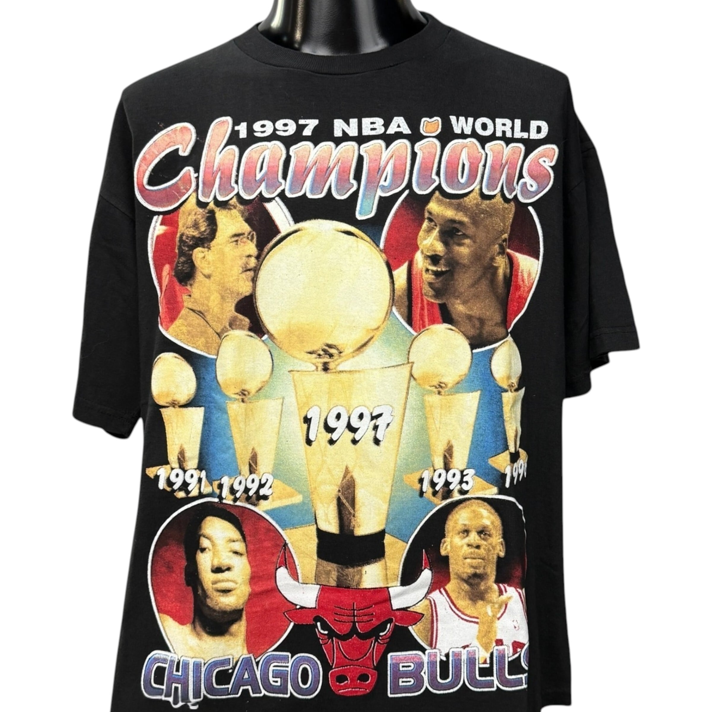 90s USA製 シカゴブルズ Tシャツ XL デルタ 2nd 3連覇 記念 CHICAGO BULLS】シカゴ・ブルズ 