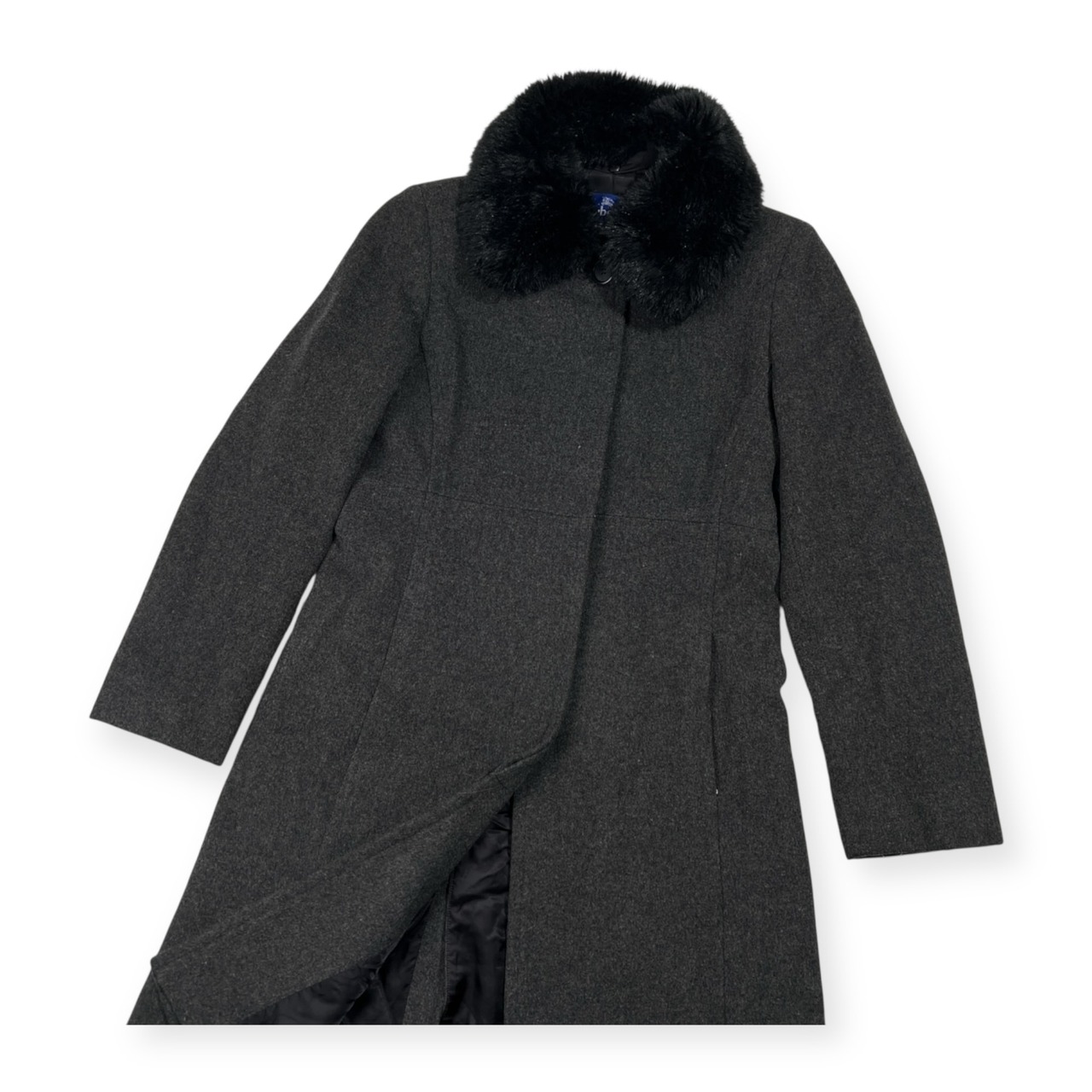 BURBERRY BLUE LABEL バーバリーブルーレーベル 襟ファー付き ウール コート サイズ 40 /チャコールグレー/三陽商会