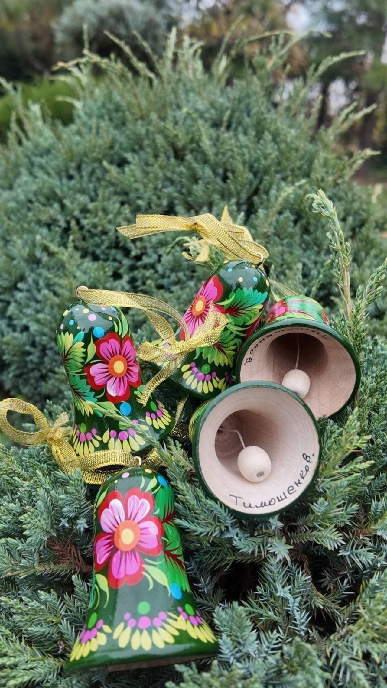 クリスマスデコレーション　ベル3点セット（ティモシェンコ作） - 4