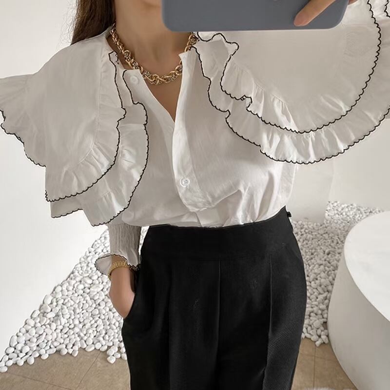 ビッグフリルカラーブラウス　AJ1079-7011