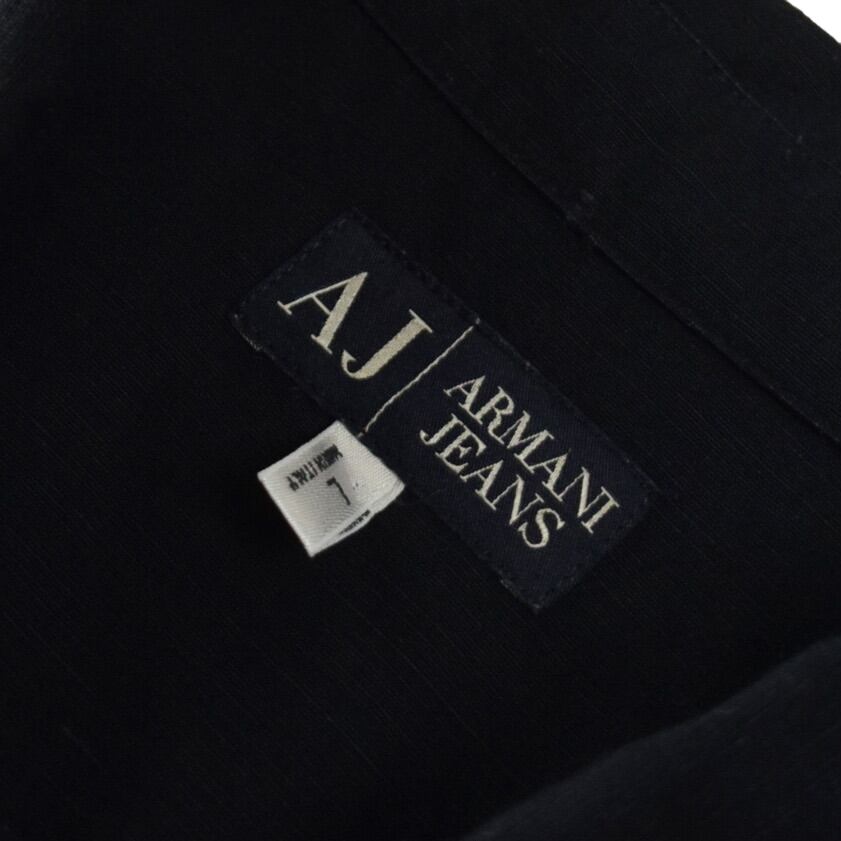 イタリア製  90's アルマーニ ジーンズ レーヨン シャツ ブラック 黒