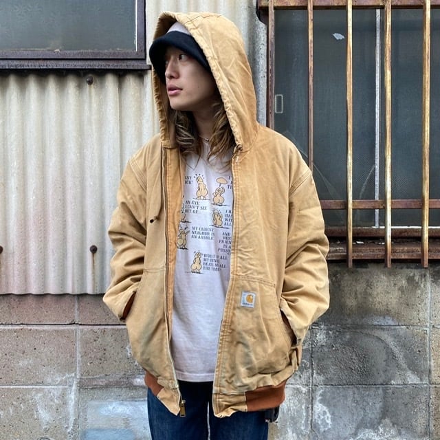 カーハート　アクティブジャケット　アメリカ製　フェード　色落ち　Carhartt