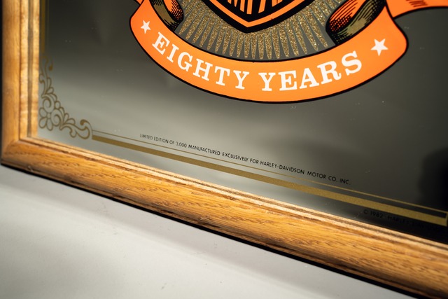80th Anniversary Official Harley Davidson Vintage Mirror Sign
