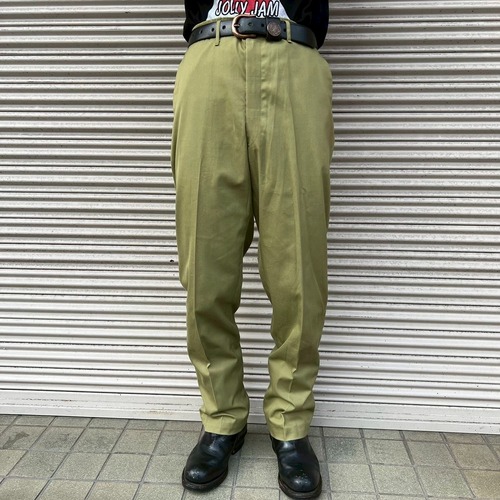 60s〜 USA製 Boy Scouts ボウイスカウト スラックスパンツ カーキ W86cm アメリカ ヴィンテージ ミリタリー アルミTALONジップ 70s