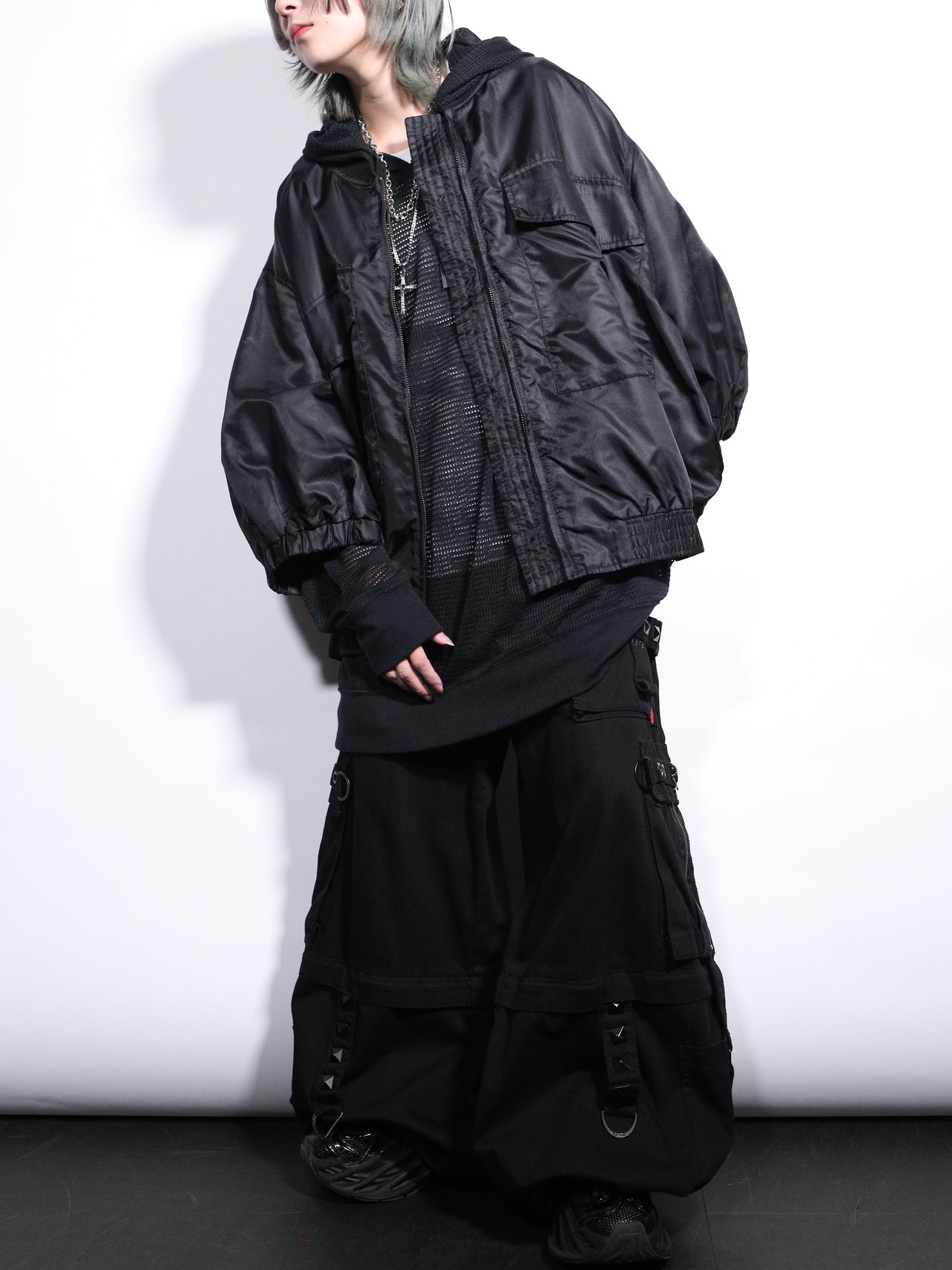 nylon oversized s/s bomber jacket - 3