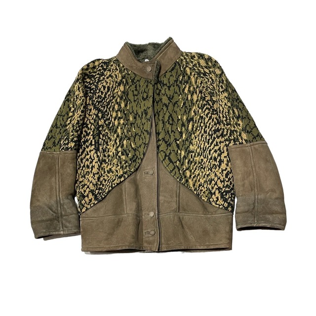 Euro Vintage - Knit Switching Mouton Leather Jacket (size-46) ¥36000+tax