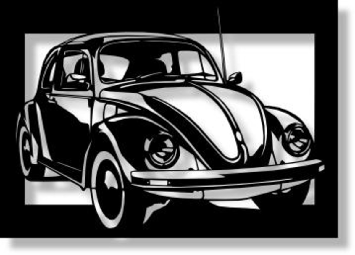 フォルクスワーゲン(Volkswagen) ビートルの切り絵 【A4サイズ】[C4 
