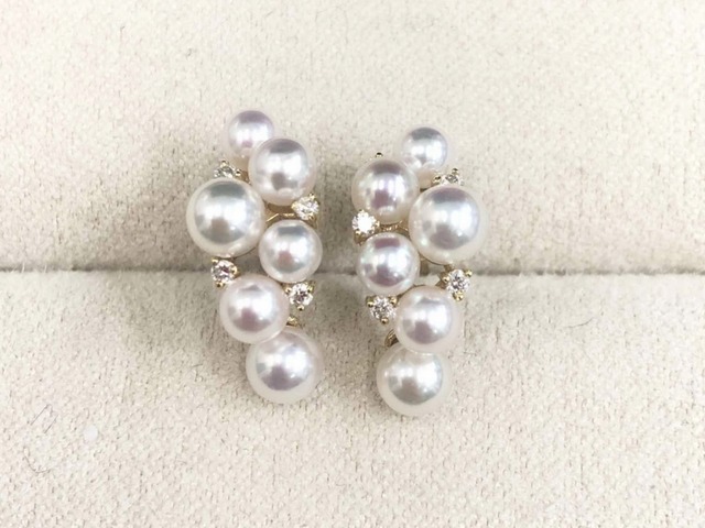 PT/K18YG 4.125/3.75/3.375ミリ パールピアス