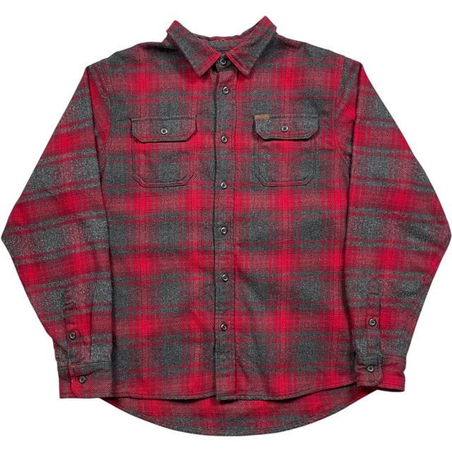 《L》 ORVIS オービス ヘビネルシャツ ワンポイントロゴ レッド×グレー no.9903