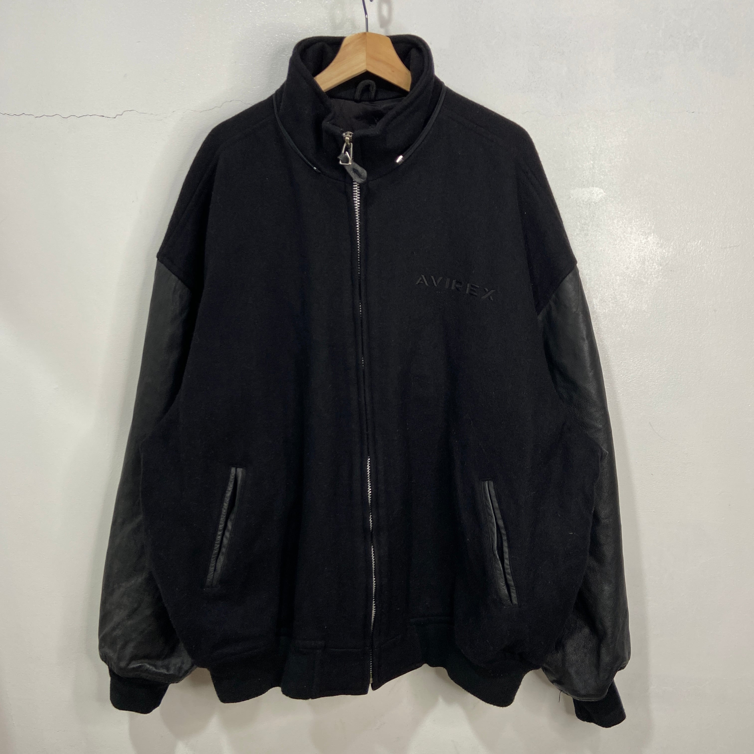 送料無料』USA製 AVIREX スタジャン 本革 ブラック 5XL ビッグサイズ 
