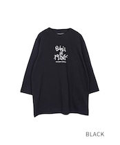 COOLAグラフィティプリントセミロングスリーブTシャツ (BLACK) CQ-46005