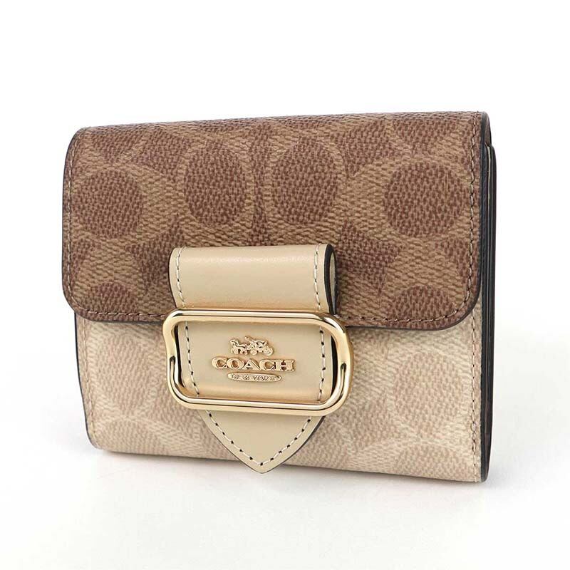 コーチ COACH 財布 二つ折り財布 レディース バイカラー シグネチャーキャンバス ベージュ CCQ09 IMXI9