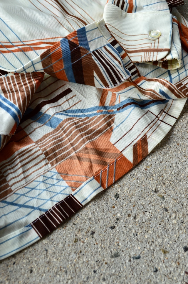 CHALLENGER 1970's From USA Acetate Old Shirt Retro Geometry Design チャレンジャー 70s アセテート オールドシャツ