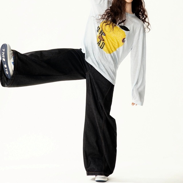 フルーツモチーフリラックスロングスリーブTシャツ 2col R02587