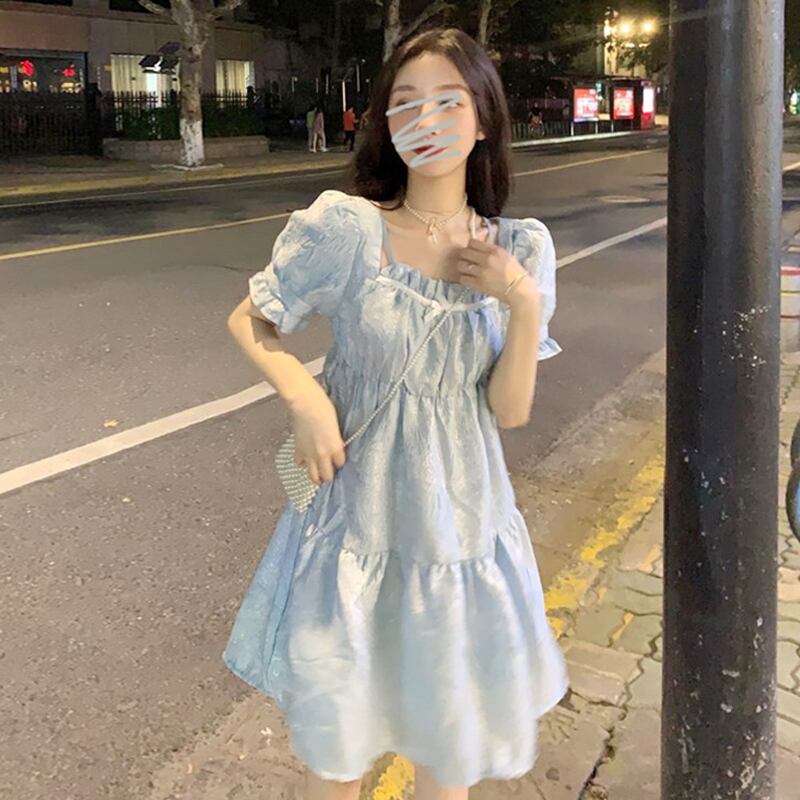 スリーブドレス サマー薄手スカート 大人ガーリー スウィート キュート カジュアル 夏物 ピュア スーパーモール55452841833