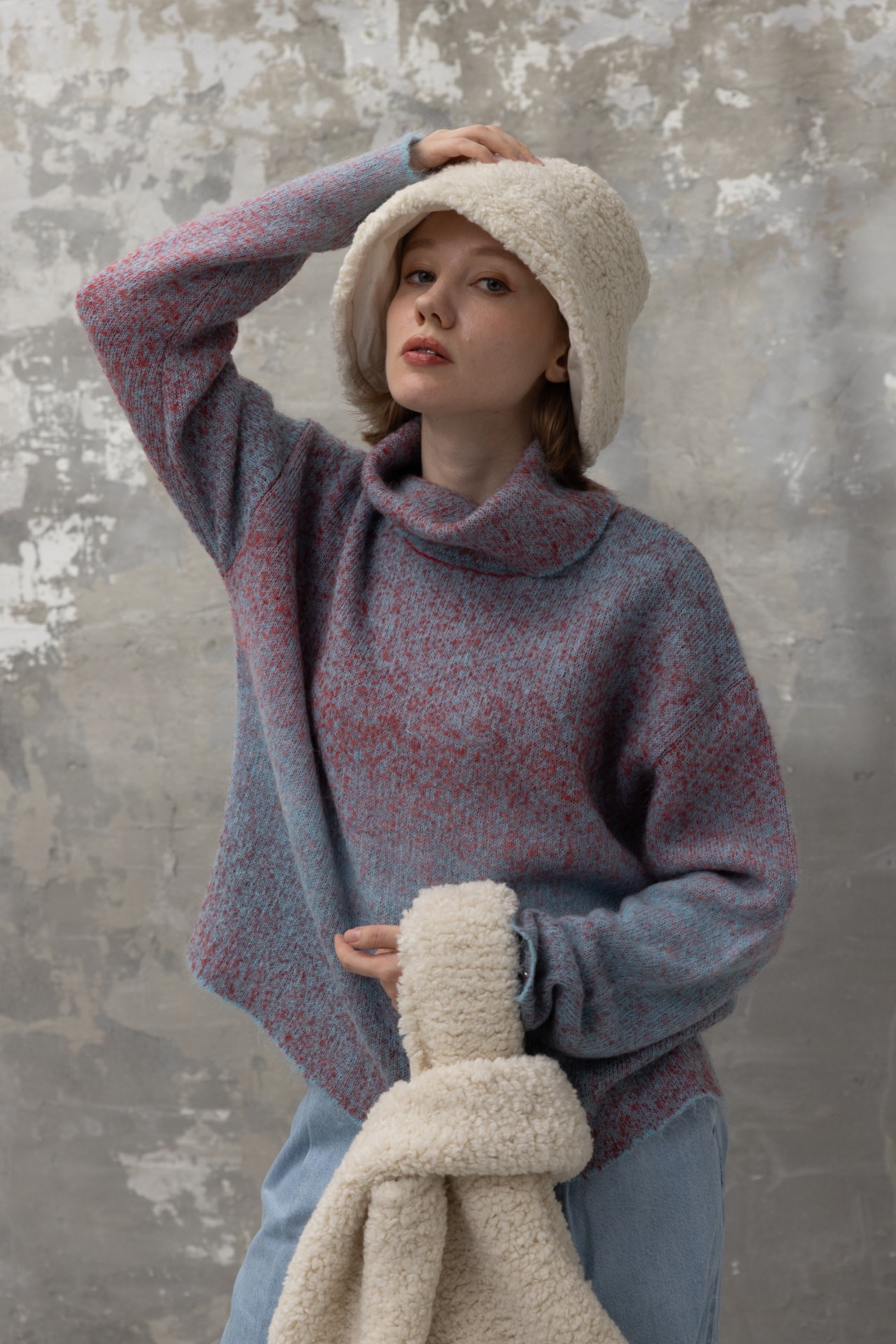 Gradient Mohair Double Face Turtle Knit
