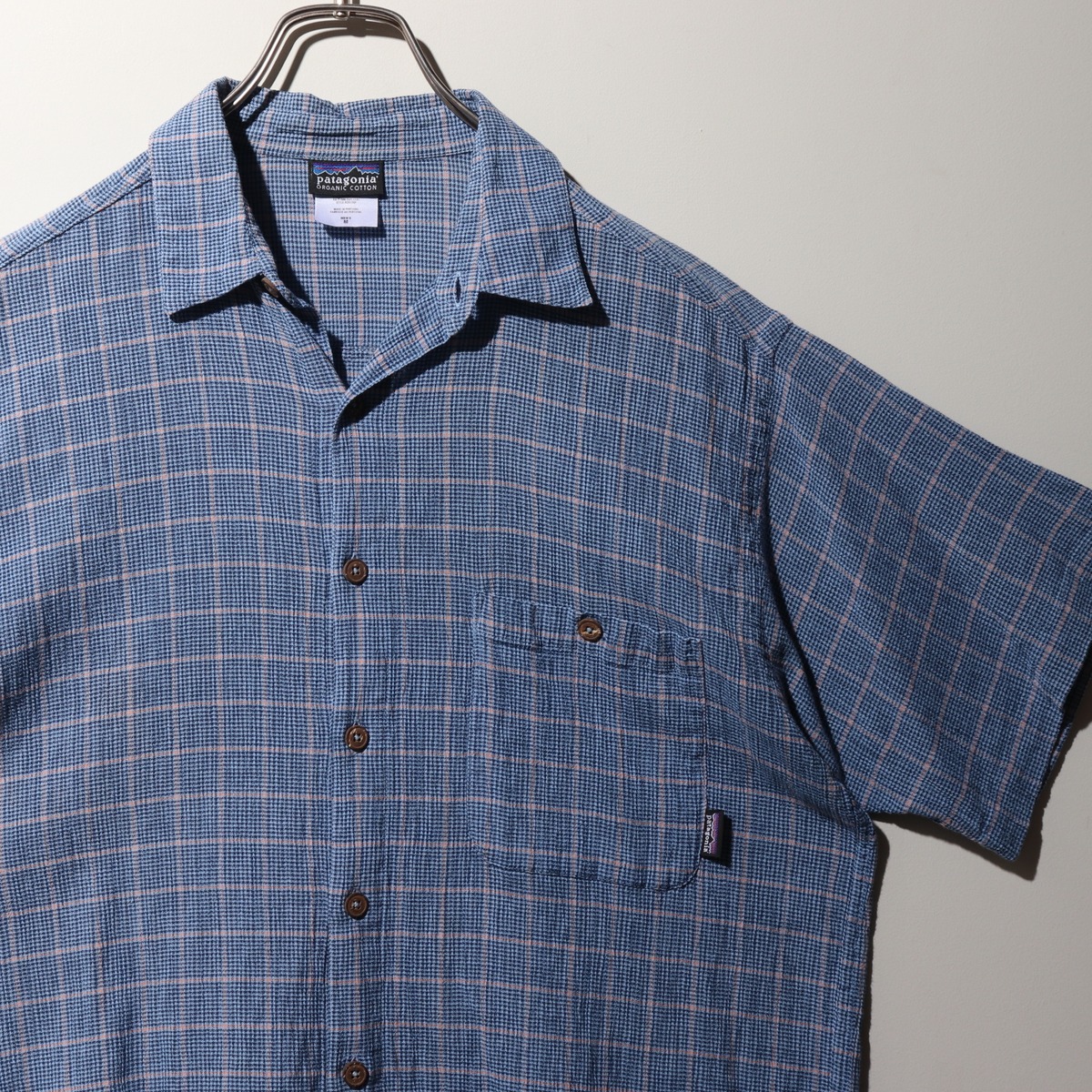 美品 M 青 Patagonia A/C Yarn Dyed Shirt ポルトガル製 パタゴニア 