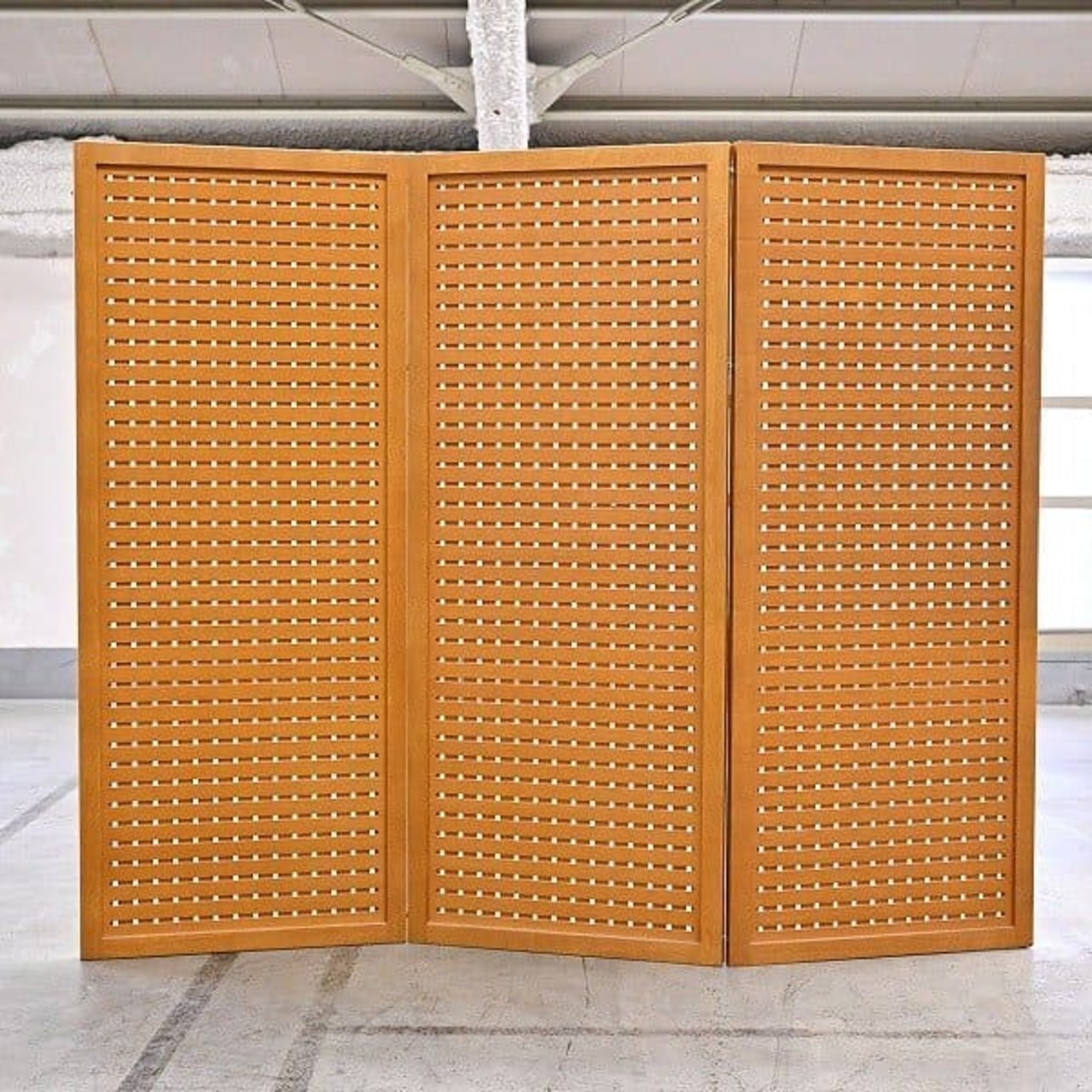 CONDE HOUSE「ハナコ」オーク無垢材 パーテーション 三井緑 三連スクリーン 木のぬくもり カンディハウス リビング HANACO ナチュラル【中古家具/中古インテリア/USED家具ユーズド家具/リサイクル】