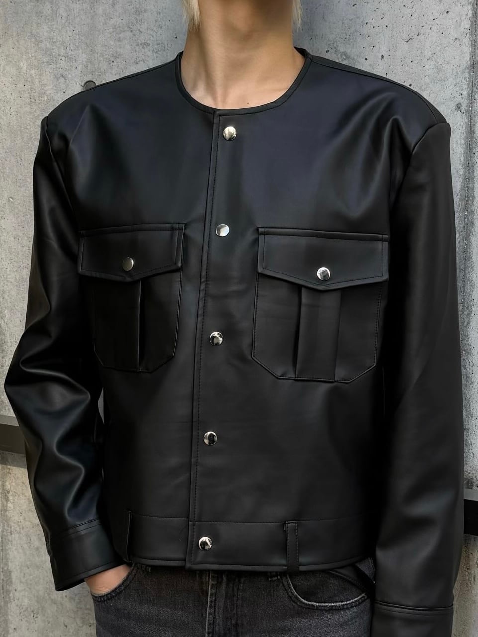 ALUDE SELECT】no color leather short jacket | 【ALUDE】韓国メンズ 