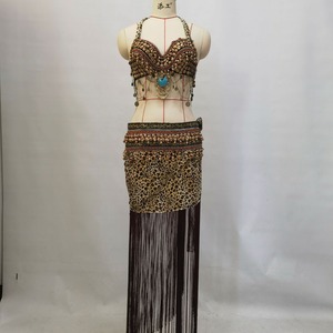 トライバル ブラ ヒップスカーフ レオパード  コイン チェーンフリンジ