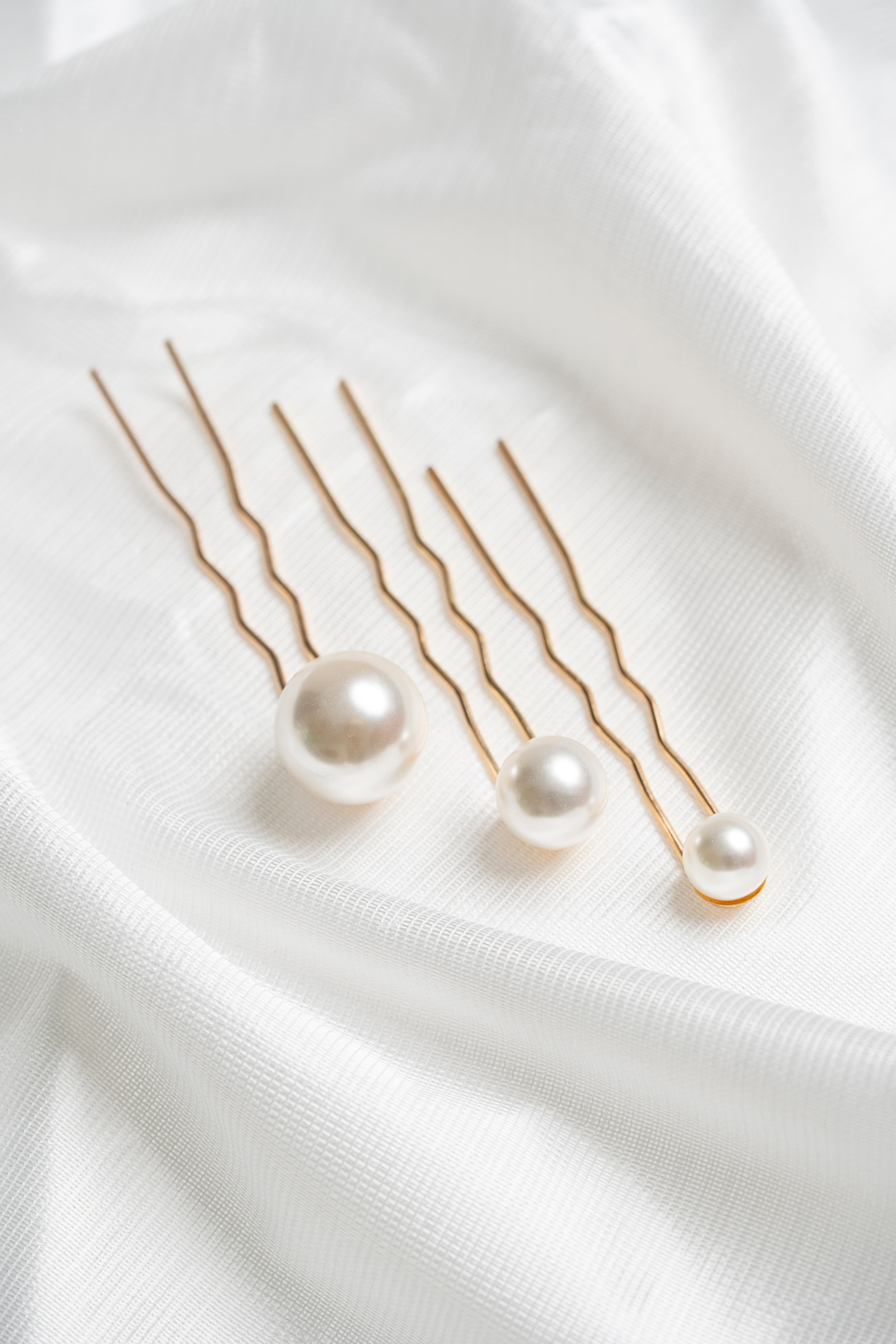 パールヘアピン 3本セット | ウェディング・ブライダルアクセサリー