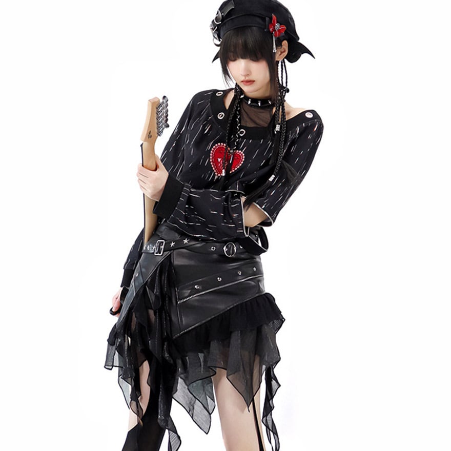 Mサイズ】地雷系 コスプレ 衣装 ゴスロリ ネイビー×ピンク ミニ