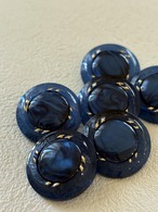 Japanese Vintage ボタン ネイビー クリア 23mm カボション 昭和レトロ アクセサリーパーツ 装飾材 カルトナージュ