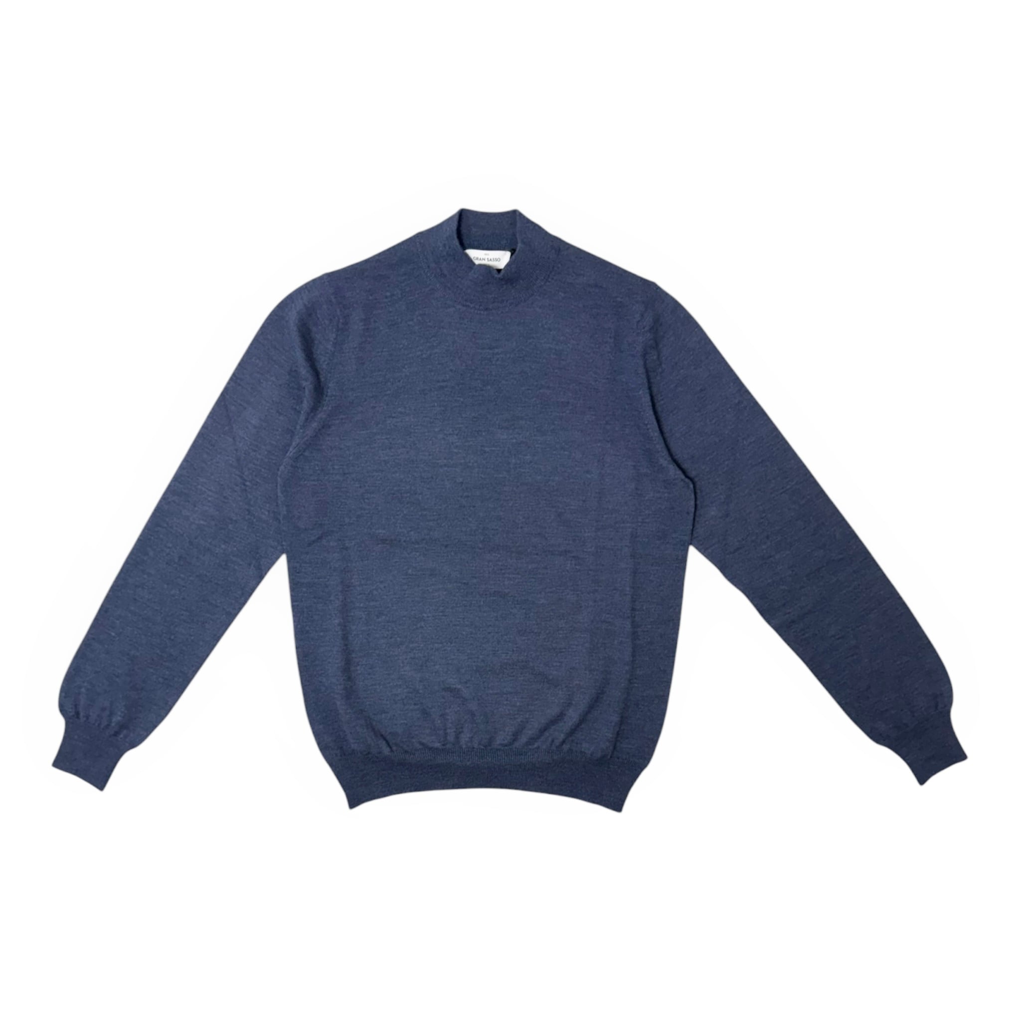 GranSasso(グランサッソ) 12Gauge Merino Wool Mock Neck Knit(55108/14290/597)/MELANGE NAVY