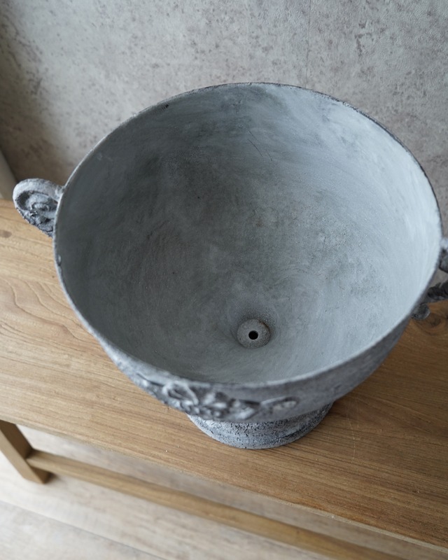 【ブリキ植木鉢】アンティークハンドルカップ　φ25cm(34cm)