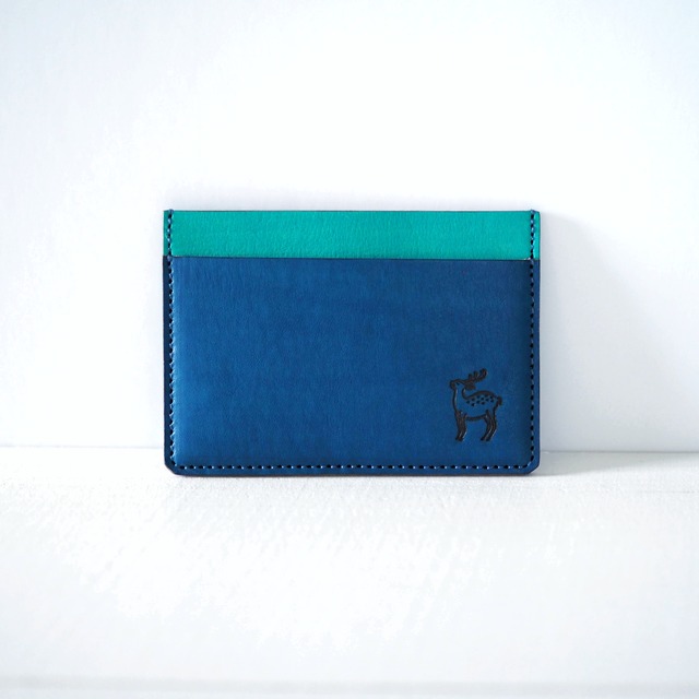 ICパスケース（瑠璃色 / RURI IRO）×（水縹色 / MIZU HANADA IRO）  名入れ ギフト 贈り物 鹿