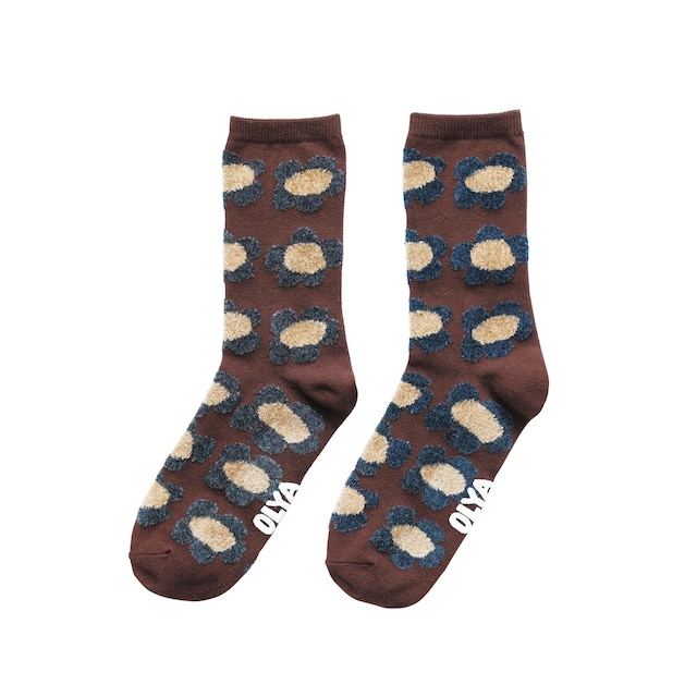 Olya Fluffy Socks Flower BR オリヤ 靴下 ソックス