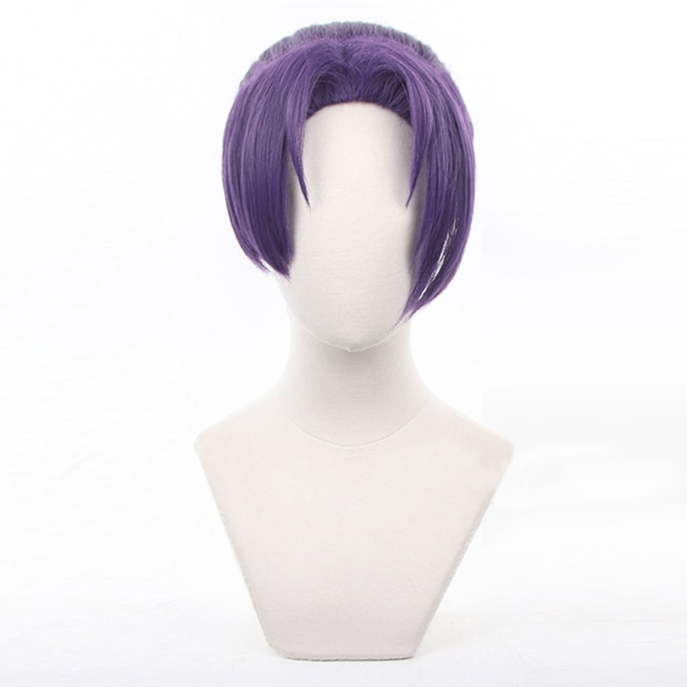 コスプレ耐熱ウィッグ パープル 前髪立ち上げ センター分け ワンレン