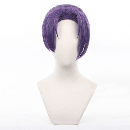 コスプレ耐熱ウィッグ パープル 前髪立ち上げ センター分け ワンレン 結い上げ ポニーテール ウィッグ ★ブルーロック/御影玲王 等 ★即納品★