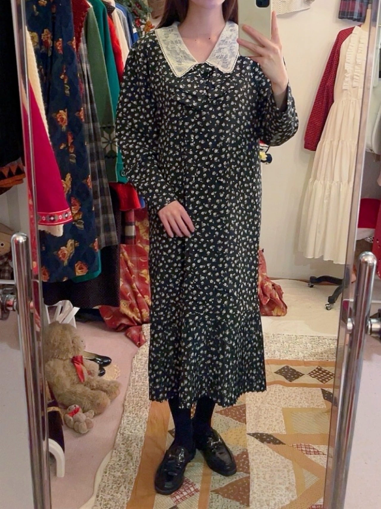 mini rose lace collar one-piece