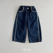エリーモリー / ELLY MOLLY / ラインワーク裏起毛デニムパンツ / 韓国子供服 / キッズ / 26winter〖取寄〗*5~11号*
