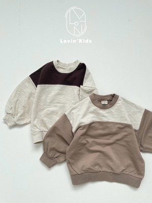 【Lovin'】ホットチョコスウェット 80〜130cm ベージュ/オートミール 241026