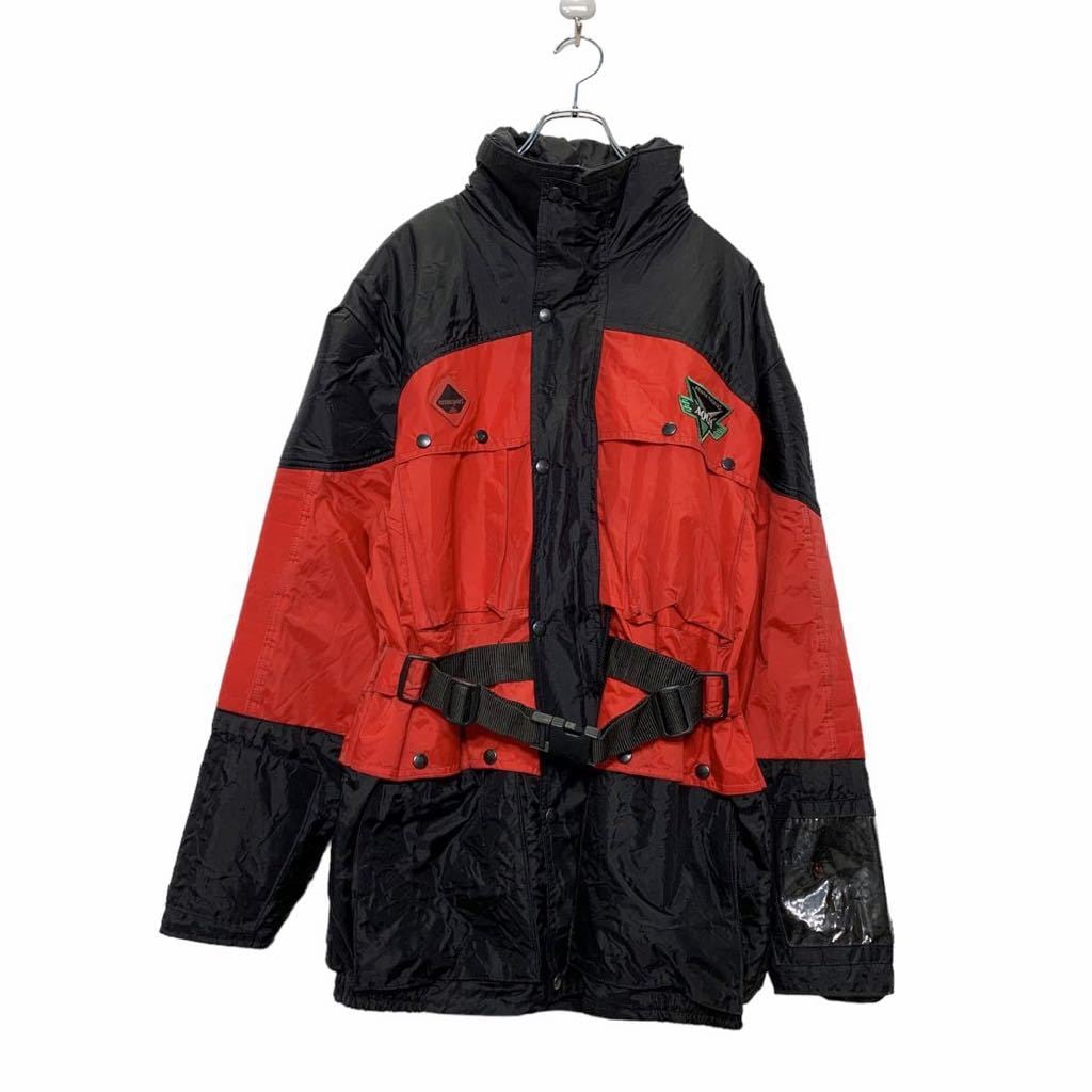 バイク ナイロン ジャケット XL〜 レッド ブラック ウエストベルト 肘