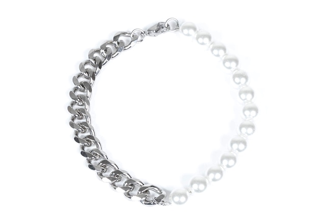 【316L pearl & chain bracelet】 / SILVER
